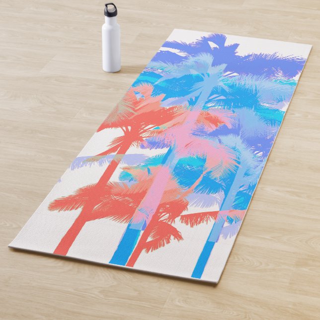 Tropical Heat Reversible Neon Hawaiian Palm Trees Yoga Mat (In Situ)