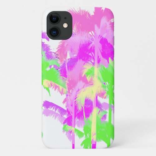 Tropical Heat Wave Neon Hawaiian Palm Trees iPhone 11 Case