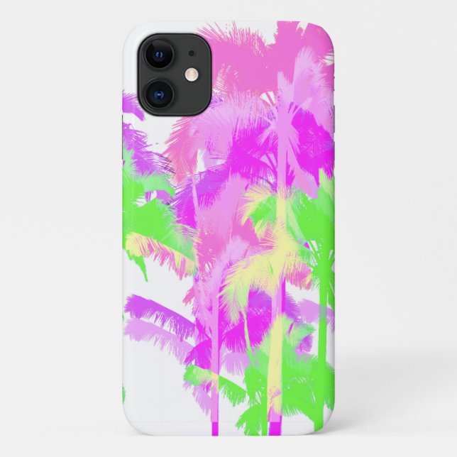 Tropical Heat Wave Neon Hawaiian Palm Trees Case-Mate iPhone Case (Back)