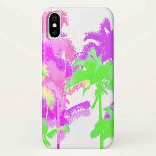 Tropical Heat Wave Neon Hawaiian Palm Trees iPhone X Case