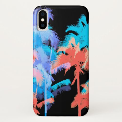 Tropical Heat Wave Neon Hawaiian Palm Trees iPhone X Case