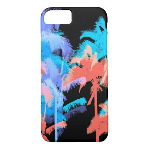 Tropical Heat Wave Neon Hawaiian Palm Trees iPhone 87 Case