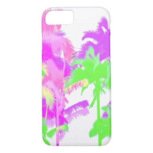 Tropical Heat Wave Neon Hawaiian Palm Trees iPhone 87 Case