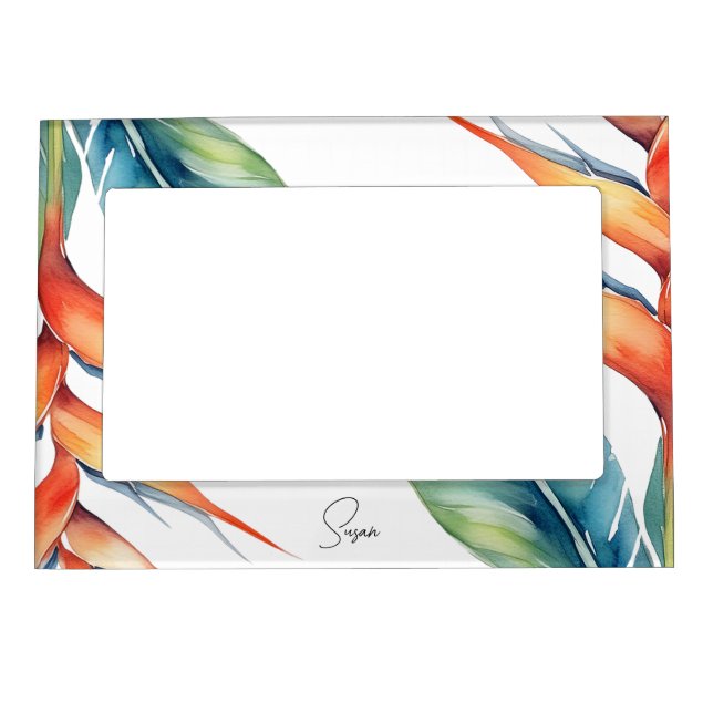 Tropical Helicona watercolor Magnetic Frame (Front)