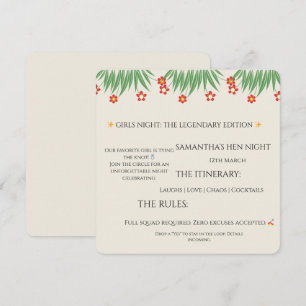Tropical Hen Night Invitation – Fun Palm Leaf & Fl
