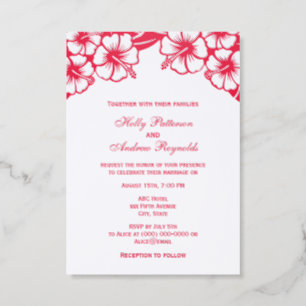 Tropical Hibiscus #1 Wedding Couple  Letterpress Photo Cards