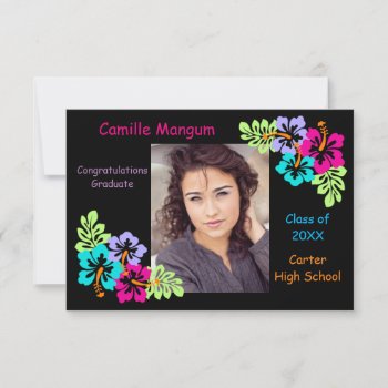 Tropical Hibiscus - 3x5 Graduation Announcement by Midesigns55555 at Zazzle
