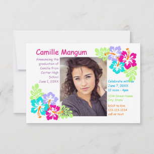 Tropical Hibiscus - 3x5 Graduation Announcement