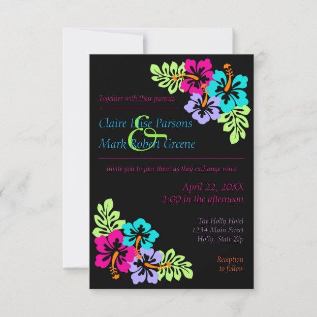 Tropical Hibiscus - 3x5 Wedding Invitation (Front)