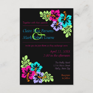 Tropical Hibiscus - 3x5 Wedding Invitation