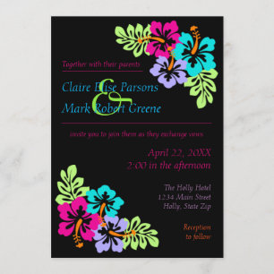 Tropical Hibiscus - 5x7 Wedding Invitation