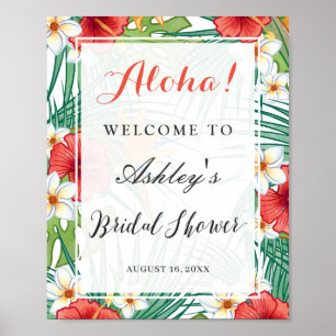 Tropical Hibiscus Aloha Bridal Shower Sign