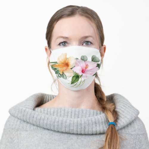 Tropical Hibiscus and Foliage Adult Cloth Face Mask