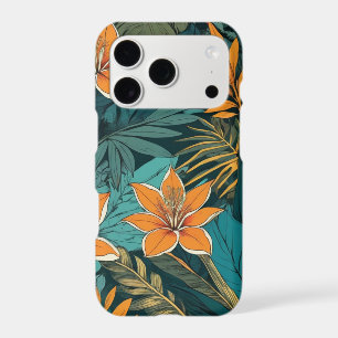 Tropical Hibiscus and Jungle Leaves Pattern Apple iPhone 17 Pro Case