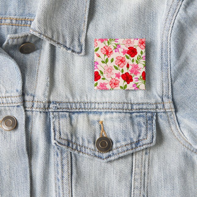 Tropical Hibiscus and Plumeria Floral Pattern Button (Creator Uploaded)