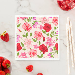 Tropical Hibiscus and Plumeria Floral Pattern Napkins