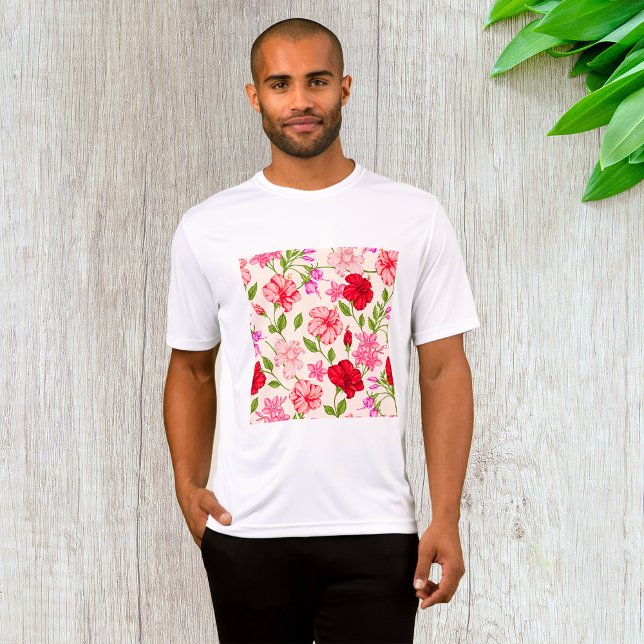 Tropical Hibiscus and Plumeria Floral Pattern T-Shirt (Creator Uploaded)