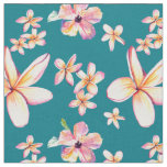 Tropical Hibiscus and Plumeria Hawaiian Fabric