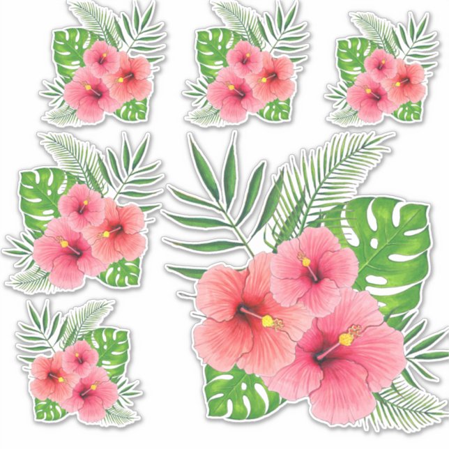 Tropical Hibiscus Arrangements Sticker (Front)