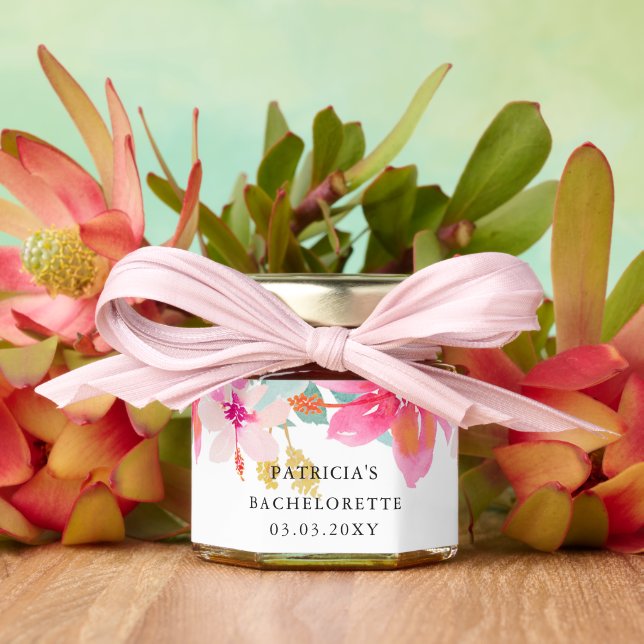 Tropical Hibiscus Bachelorette Party Honey Jar Favors (Insitu (Wedding))