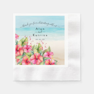 Tropical Hibiscus Beach Destination Paper Plate Napkins