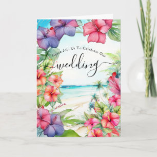 Tropical Hibiscus Beach Folded Invitation