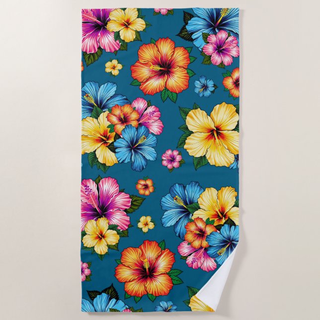 Tropical Hibiscus Beach Towel (Front)