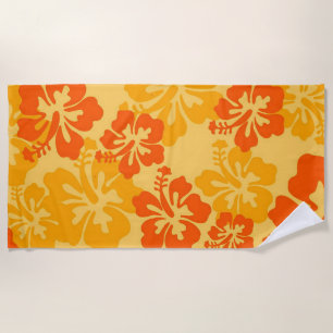 Tropical hibiscus beach towel