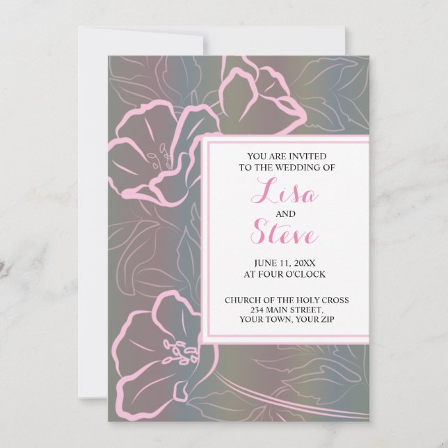 Tropical Hibiscus Beach Wedding Invitation (Front)