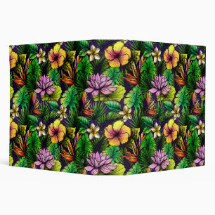Tropical hibiscus bird of paradise foliage 3 ring binder