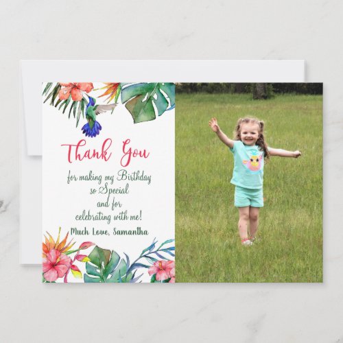 Tropical Hibiscus Birthday Photo Thank You Card