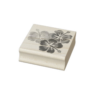 Tropical Hibiscus blooms trio gradients colored Rubber Stamp
