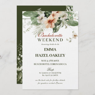 Tropical hibiscus boho pastel Bachelorette Invitation