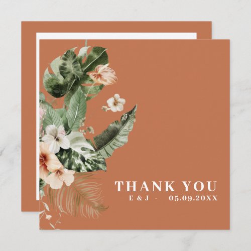 Tropical hibiscus boho pastel  Thank you Card