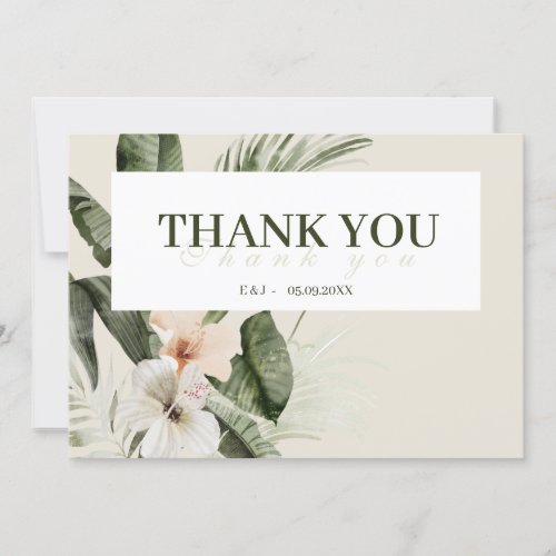 Tropical hibiscus boho pastel Thank you Card