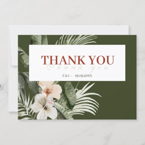 Tropical hibiscus boho pastel Thank you Card