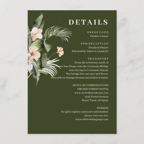 Tropical hibiscus boho pastel Wedding Enclosure Card