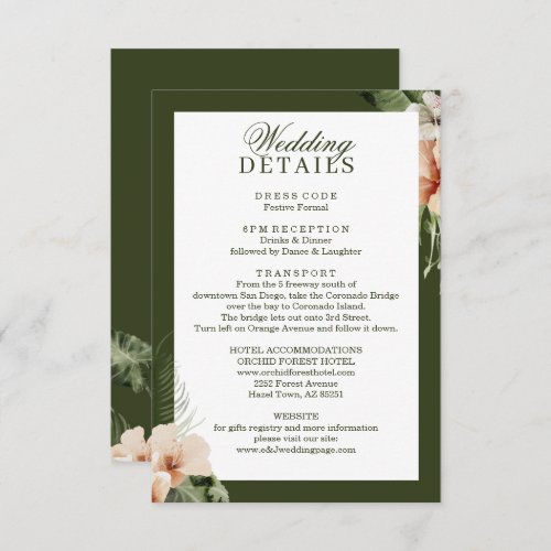 Tropical hibiscus boho pastel Wedding Enclosure Card