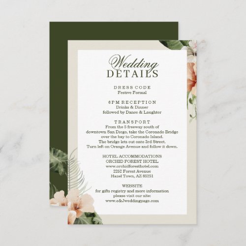 Tropical hibiscus boho pastel Wedding Enclosure Card