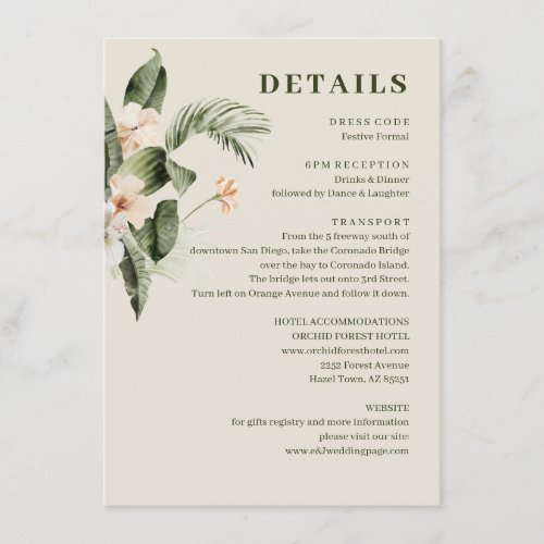 Tropical hibiscus boho pastel Wedding Enclosure Card