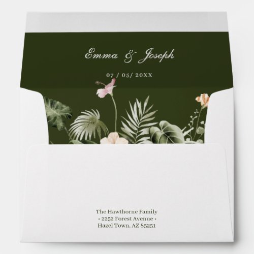 Tropical hibiscus boho pastel Wedding Envelope