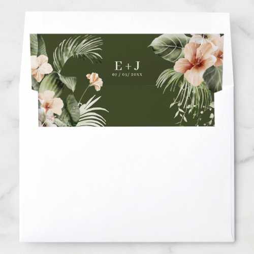 Tropical hibiscus boho pastel Wedding Envelope Liner