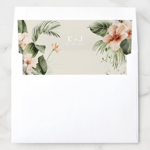Tropical hibiscus boho pastel Wedding Envelope Liner