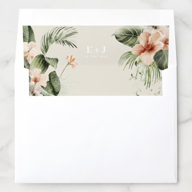 Tropical hibiscus boho pastel Wedding Envelope Liner (In Envelope)