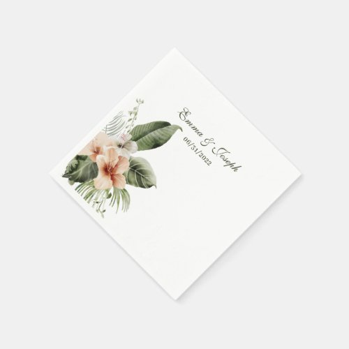 Tropical hibiscus boho pastel Wedding Napkins