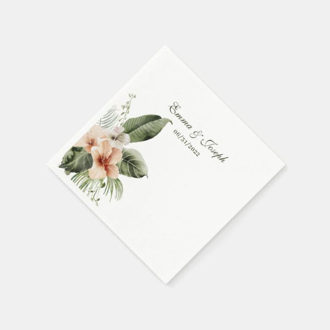 Tropical hibiscus boho pastel Wedding Napkins (Corner)