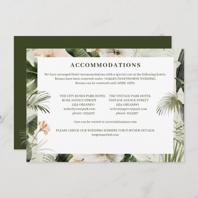 Tropical hibiscus boho pastel Wedding Note Card (Front/Back)