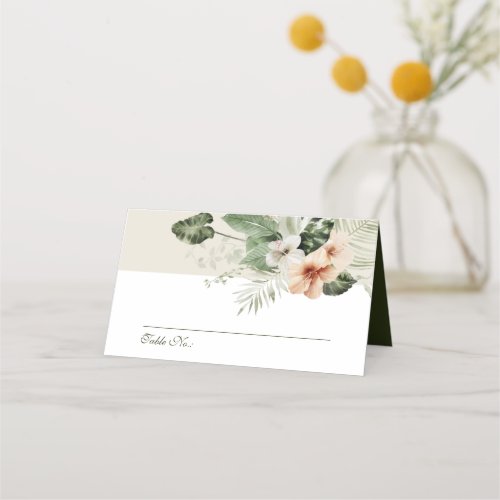 Tropical hibiscus boho pastel Wedding Place Card