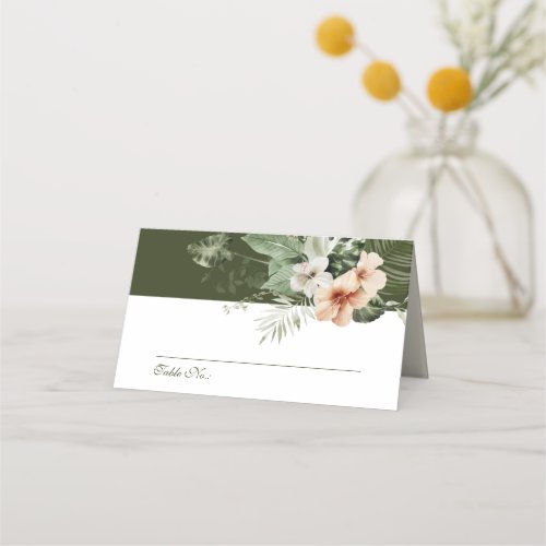 Tropical hibiscus boho pastel Wedding Place Card