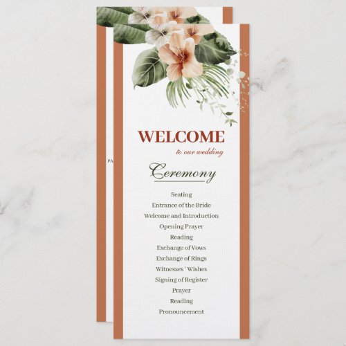 Tropical hibiscus boho pastel Wedding Program